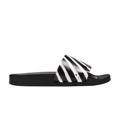 Pre-owned Off-white Industrial Sliders 'diagonal Stripe - Black White' | Men's Size 40