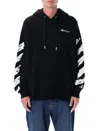 Off-white Ink Arrow Black Cotton Skate Hoodie With Loose Fit In Black