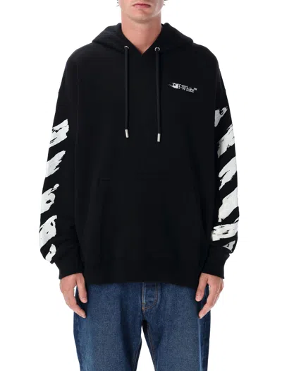 Off-white Ink Arrow Black Cotton Skate Hoodie With Loose Fit