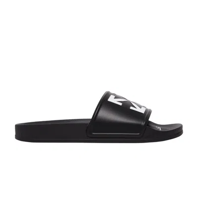 Pre-owned Off-white Logo Print Slide 'black White' | Men's Size 40