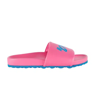 Pre-owned Off-white Logo-print Sliders 'quotes - Pink Blue' | Men's Size 45