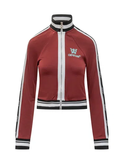 Off-white Red Sport Jacket With Zip And Logo