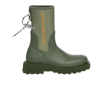 Pre-owned Off-white Sponge Rubber Rain Boot 'for Rainy Days - Green' | Men's Size 42