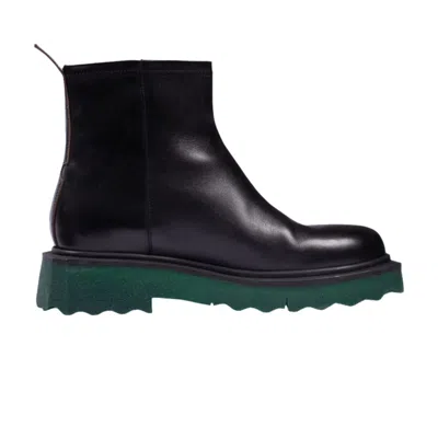 Pre-owned Off-white Sponge Sole Leather Zip Boot 'black' | Men's Size 40