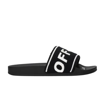 Pre-owned Off-white Towel Embroidery Slider 'black' | Men's Size 43