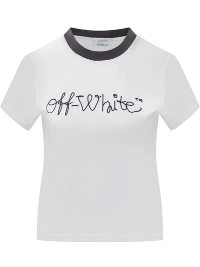 Off-white White T-shirt With Logo Embroidery