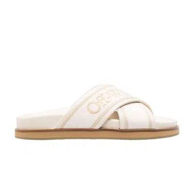 Pre-owned Off-white Wmns Cloud Criss Cross Sliders 'cream White Beige' | Women's Size 38