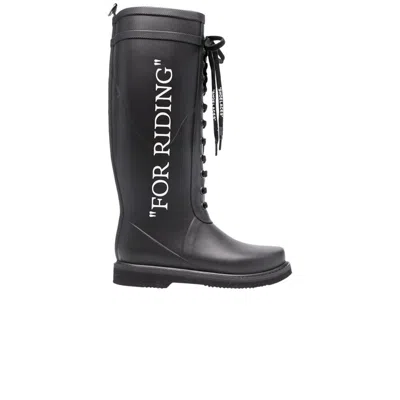 Pre-owned Off-white Wmns Rubber Boot 'for Riding - Black' | Women's Size 36