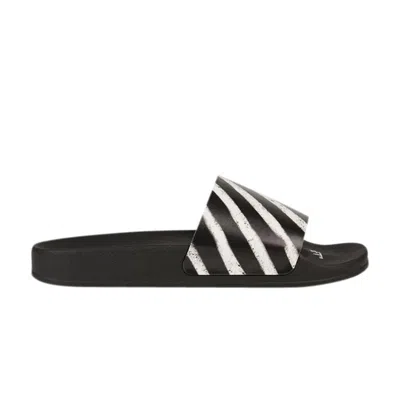 Pre-owned Off-white Wmns Spray Stipes Sliders 'black White' | Women's Size 3