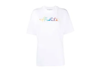 Pre-owned Off-white Off Women's Rainbow Tomboy Tshirtin White