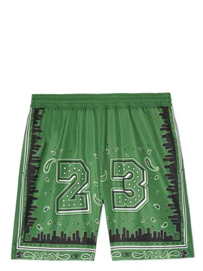 Off-white Bandana-print Swim Shorts In Green