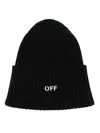 Off-white Off Stamp Loose Knit Beanie Black White In Black