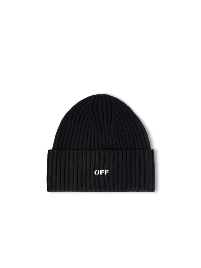 Off-white Offstamp Loose Knit Beanie In Black