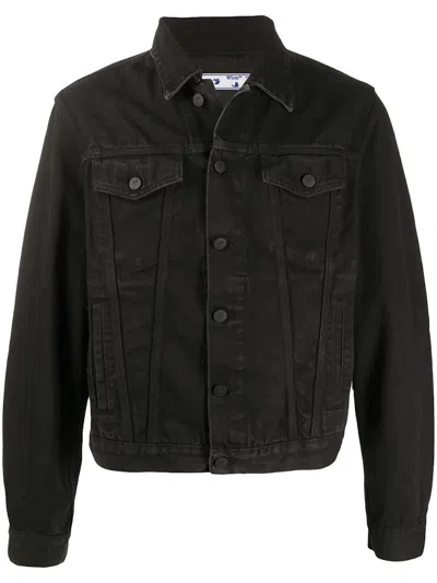 Pre-owned Off-white Offwhite Agreement Logo Denim Jacket In Black/dark Grey