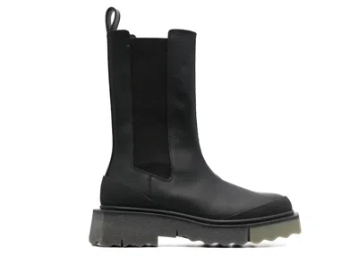 Pre-owned Off-white Offwhite Calf Sponge Chelsea Boot (women's) Sneakers In Black
