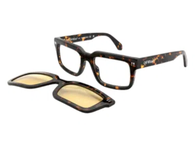 Pre-owned Off-white Offwhite Clip On Eyeglasses In Havana Yellow Polarized (oeri130s24pla0016018/fr)