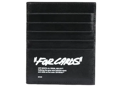 Pre-owned Off-white Offwhite "for Cards" Quote Print Cardholder In Black