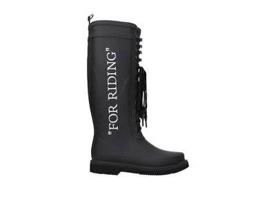 Pre-owned Off-white Offwhite "for Riding" Rain Boots (women's) Sneakers In Black
