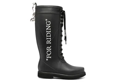 Pre-owned Off-white Offwhite "for Riding" Rain Boots (women's) Sneakers In Black/silver