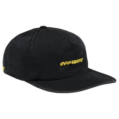 Pre-owned Off-white Offwhite Logo Embroidered Twill Hat In Black/yellow