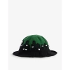 OFF-WHITE OFFWHITE MEN'S BLACK GREEN PALACES BEAD-EMBELLISHED COTTON-BLEND KNITTED HAT