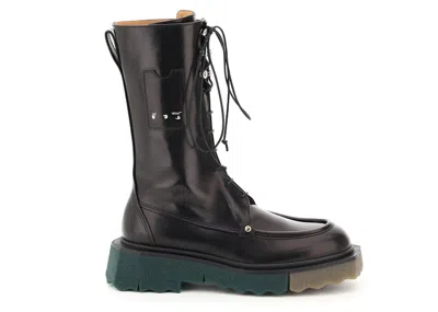 Pre-owned Off-white Offwhite Sponge Combat Boot (women's) Sneakers In Black/green