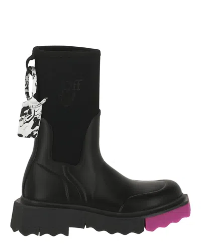 Pre-owned Off-white Offwhite Sponge Rainboots (women's) Sneakers In Black/pink