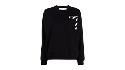 Pre-owned Off-white Offwhite Women's Diag Regular Crewneck Sweatshirt In Black