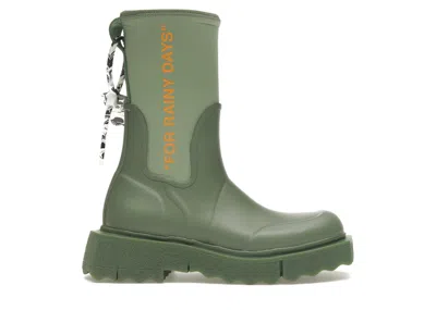 Pre-owned Off-white Offwhite Ziptie Rain Boots (women's) Sneakers In Green