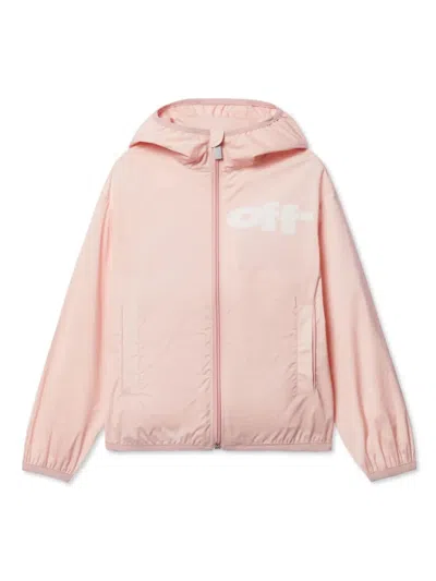 OFF-WHITE TYPE GRAPHIC WINDBREAKER,OGEB004S25FAB001 3001 PINK WHITE