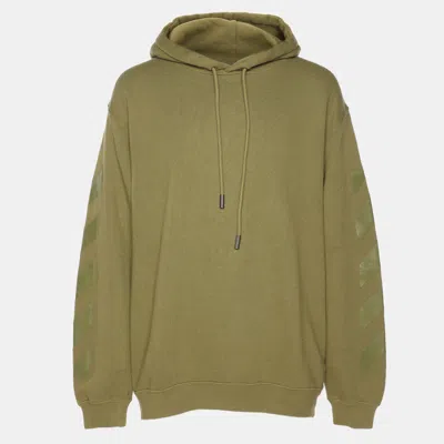 Pre-owned Off-white Olive Green Cotton Knot Hoodie L
