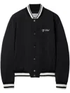 Off-white College Satin Souvenir Bomber Jacket In Black