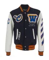 Off-white Multicolour Wool Patchwork Bomber Jacket In Black