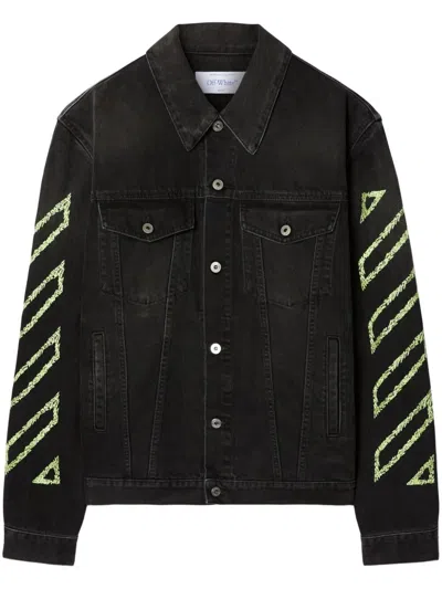 OFF-WHITE DIAG ARR OUTL DEN SKATE JACKET,OMYE09BS25DEN004 1350 VINTAGE BLUE