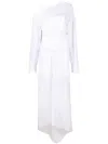 Off-white One-shoulder Asymmetric Dress In White