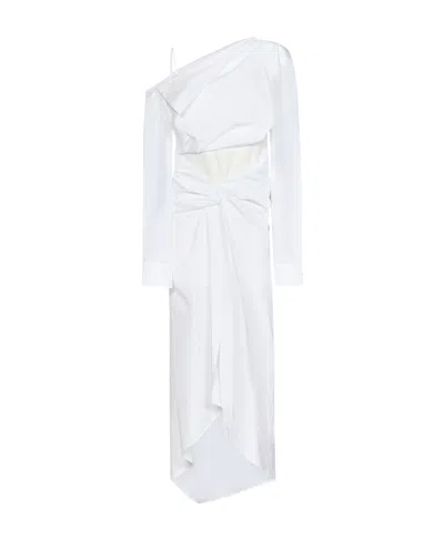 OFF-WHITE ONE-SHOULDER ASYMMETRIC DRESS
