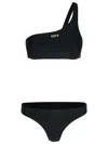 Off-white Off White One Shoulder Bikini Top In Black Polyamide Blend