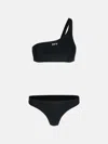 Off-white One-shoulder Bikini Top In Black Polyamide Blend In Black