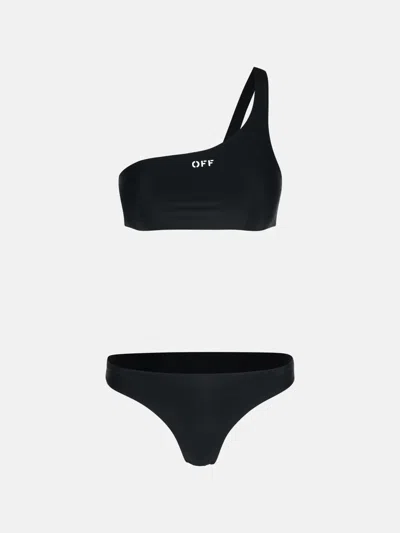 Off-white One-shoulder Bikini Top In Black Polyamide Blend