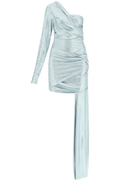 Off-white Off White One-shoulder Jersey Dress In Blue