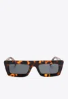 Off-white Curved Tips Rectangle Frame Sunglasses In Gray