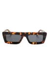 Off-white Curved Tips Rectangle Frame Sunglasses In Havana/dark Grey