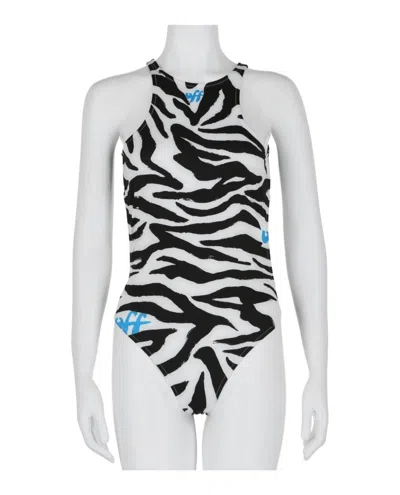 Off-white Open Back One-piece Swimsuit In Multi