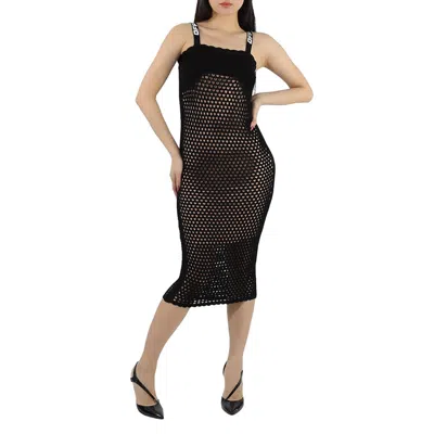 Off-white Open Knit Sleeveless Dress In Black