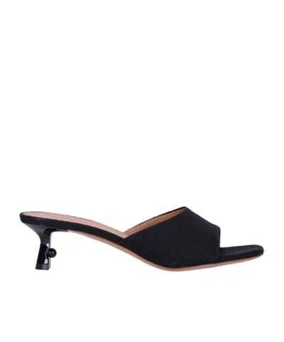 Off-white Open Toe Muller Shoes In Black