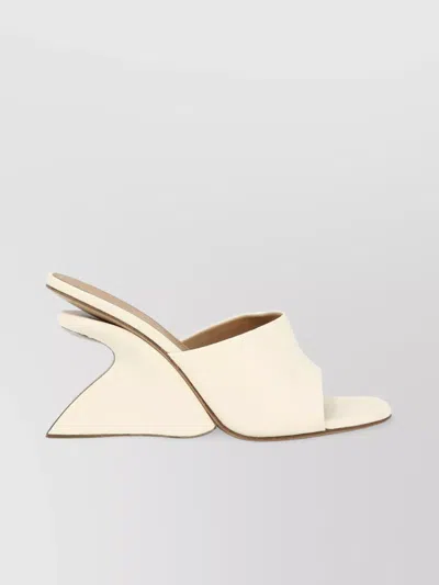 Off-white Open Toe Sculptural Heel Mules In White