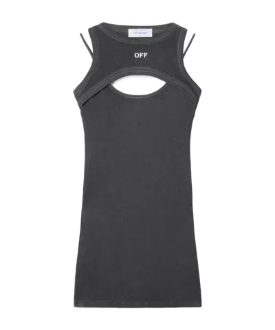 Off-white Off- Women's Laye Mini Dress With Cut Out Details In Black