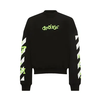 Pre-owned Off-white Opposite Arrow Boxy Crewneck 'black/lime'