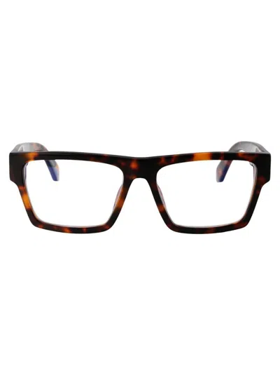Off-white Optical Style 37 Cat-eye Glasses In 6000 Havana Blue Block