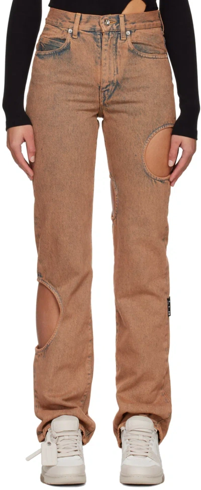 Off-white Orange Meteor Jeans In Peach Orange